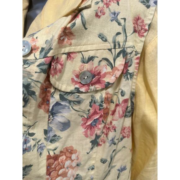 Carroll Reed/Bushwacker USA Vintage Linen Soft Yellow Floral Skirt Blouse Vest-8 - Picture 5 of 16